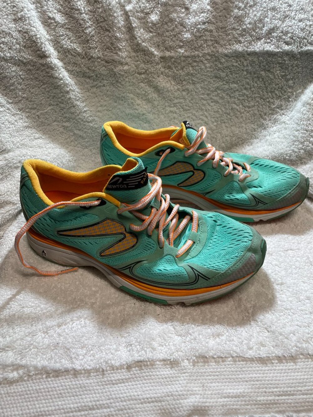 Newton Fate Running Shoes Sneakers Womens Size 9 Turquoise Green Orange W011615